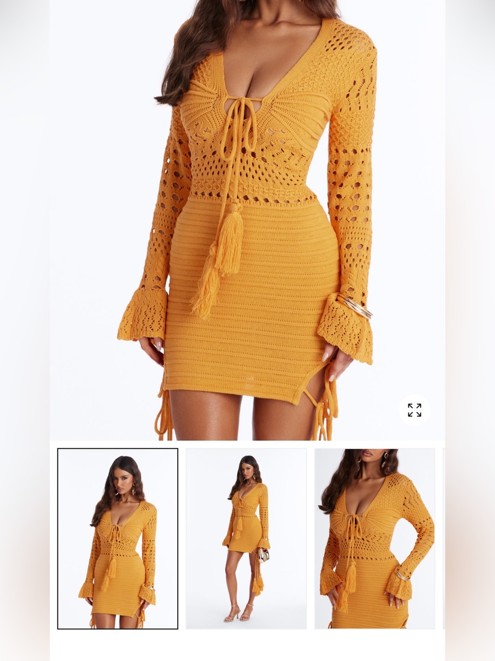 Bailey Tassel Crochet Mini Dress - Tangerine